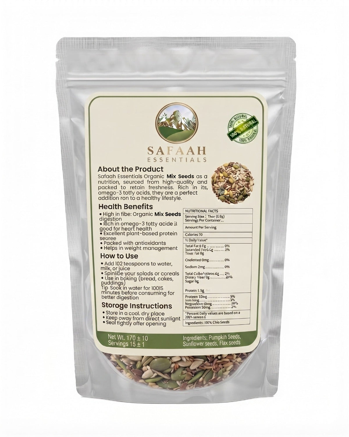 Safaah Essentials Premium Organic Mix Seeds (Mix Beej) | 100% Natural Superfood Blend | Halal